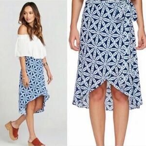 Show Me Your MuMu Blue and White True Wrap Skirt, Size Medium